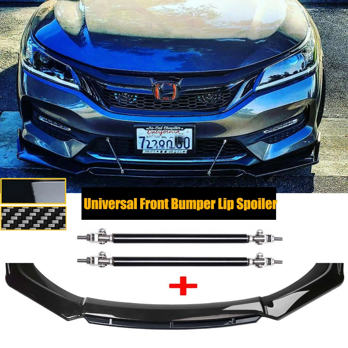 

4PCS Universal For Honda Accord 177cm Front Bumper Lip Spoiler Splitter Body Kit Guards W/ 15CM Support Rod Car Accessories