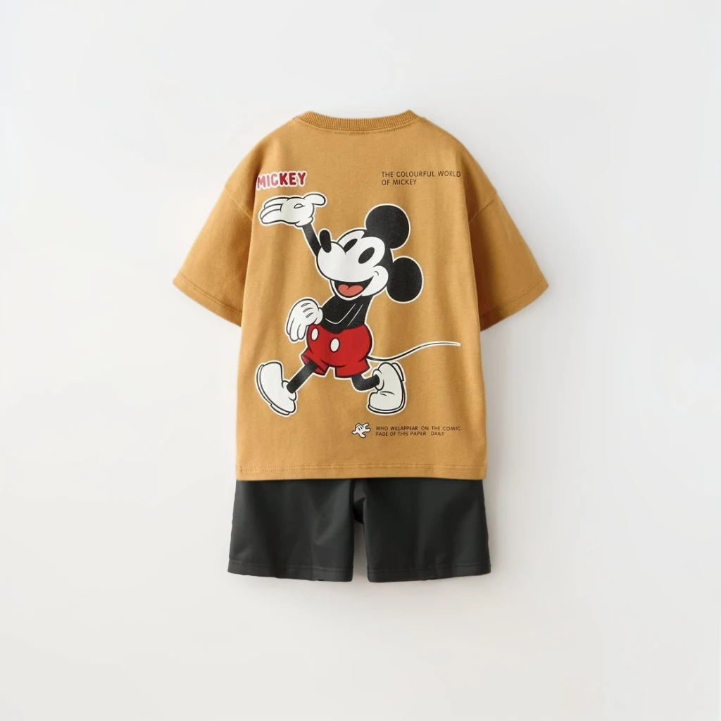 Disney Summer New Style Boys' Short Sleeved Orange T-shirt Shorts Two-piece Set Children's Breathable Casual Outfits Kids Top 4
