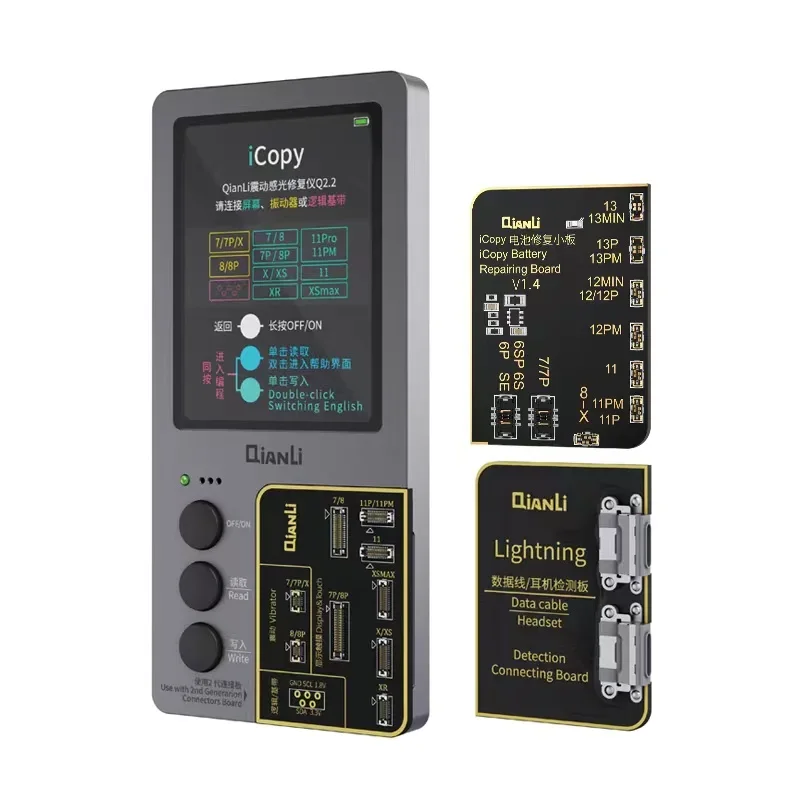 Qianli icopy plus 2.2v obličej legitimace ture tónový jazyk virbrator EEPROM programátor baterie testování nasednout heatset pro iPhone 7-14 pro maxi repai