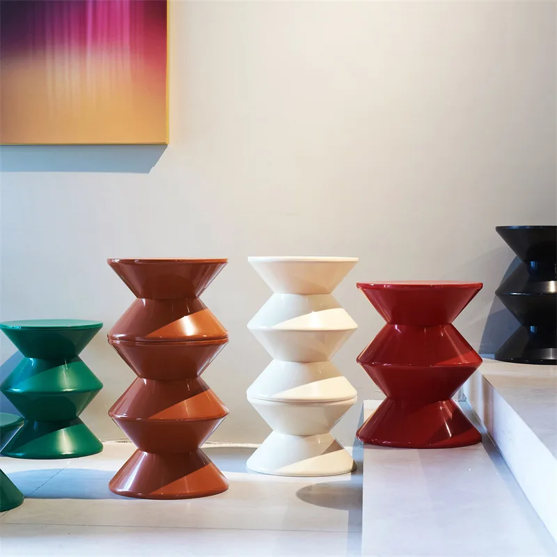 

Nordic family living room stools, children's circular stools, small household stools, creative plastic hourglass stools