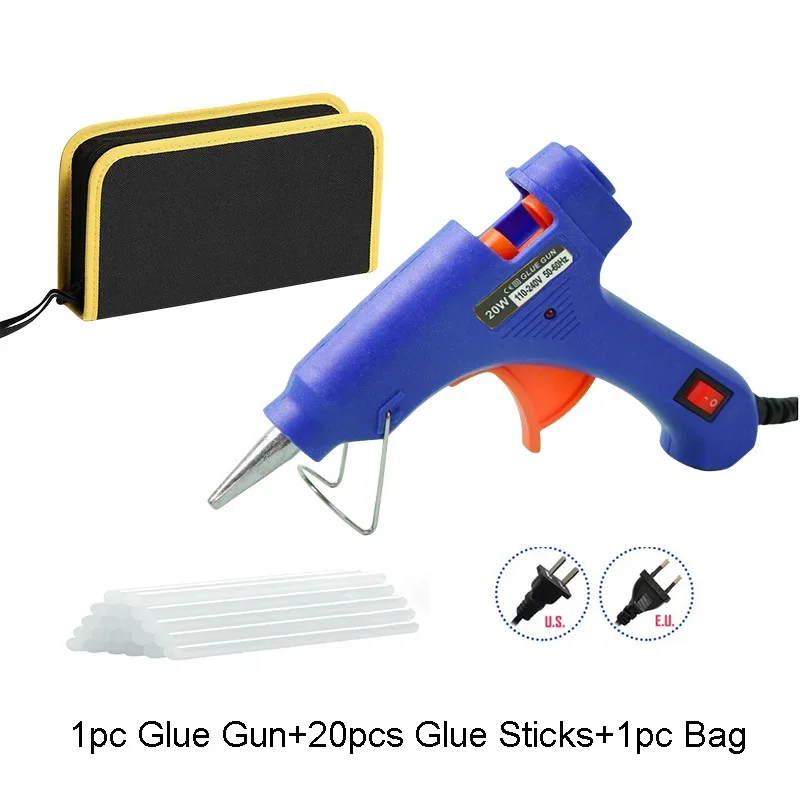 20W Hot Melt Glue Gun with Bag Mini Household DIY Guns Thermo Electric Repair Tool Use 20pcs 7mm Glue Sticks