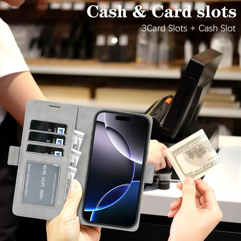 Premium Magnetic Leather Wallet Phone Case with Card Slots and Flip Cover