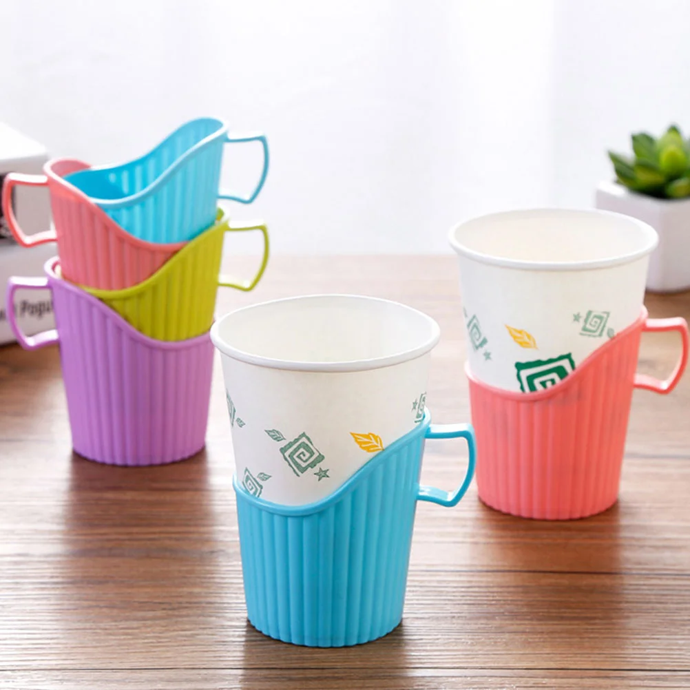 20 Pcs Disposable Paper Cup Holder Espresso Coffee Anti-scalding Pp Multifunctional Multipurpose Office Household Sleeve cup storage holder