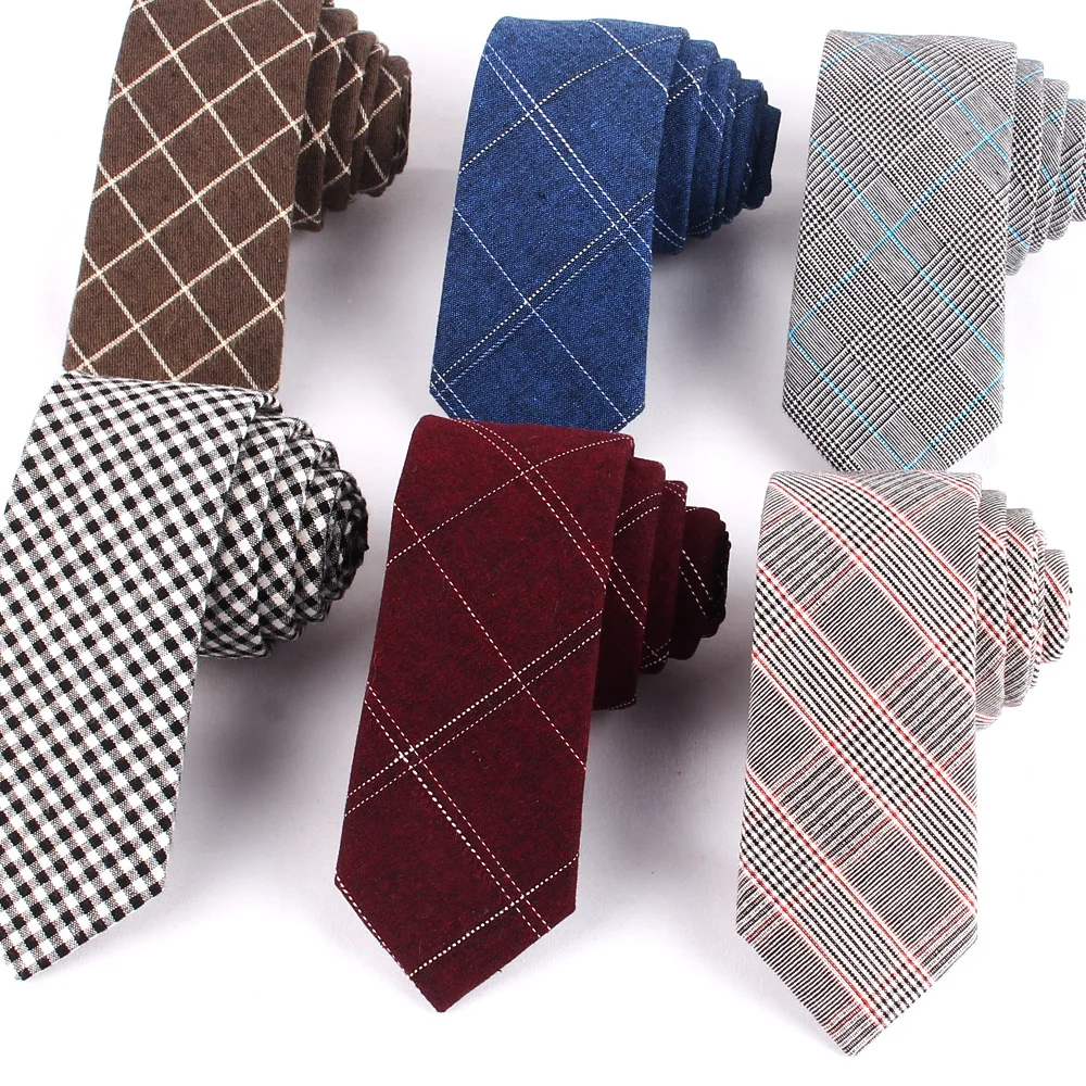 Cotton Skinny Tie For Men Women Casual Plaid Neck Tie For Party Business Wedding Neckties Adult Suit Slim Neck Ties Gifts