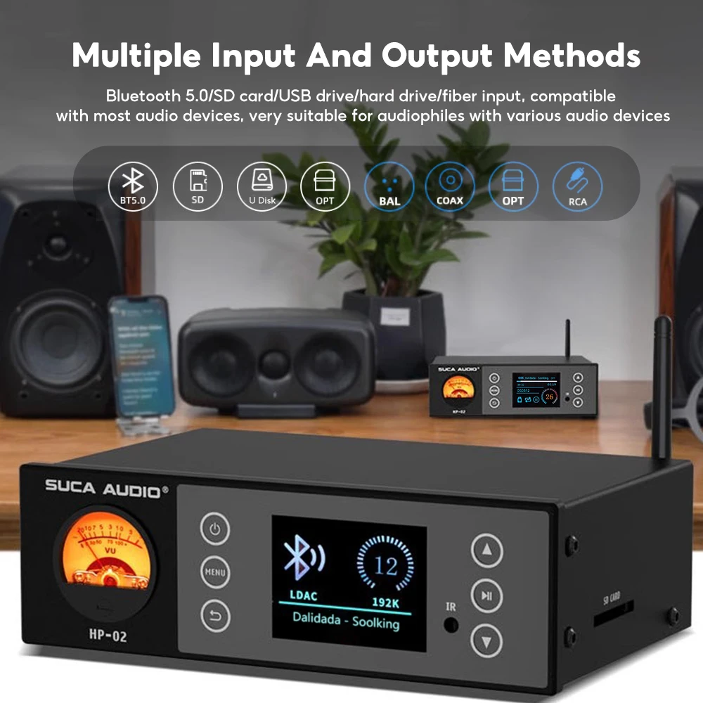 SUCA Audio HP-02 DAC Bluetooth USB Digital Player DSD512 Digital Turntable Decoder RCA XLR With Remote Control 192KHz/24Bit