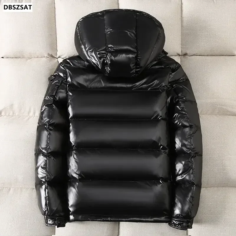 Down Jacket Men Women Winter Thick Warm Glossy Duck Zipper