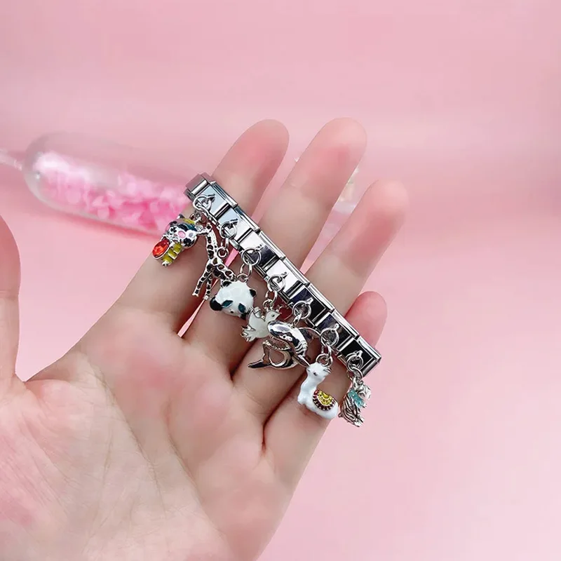 Hapiship Original Daisy Giraffe Dove Dog Alpaca Tortoise Cat Italian Charm Fit 9mm Bracelet Stainless Steel Jewelry Making DJ277