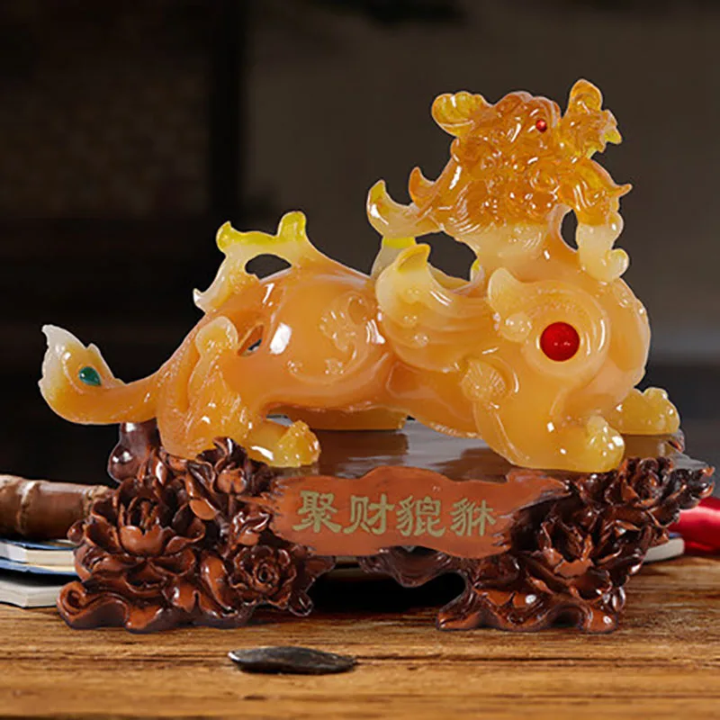 Feng Shui Lucky Pixiu and Pi Yao Resin Decoration for Door, Home Crafts, Living Room Decor, Figurines Miniatures, Chinese Masc