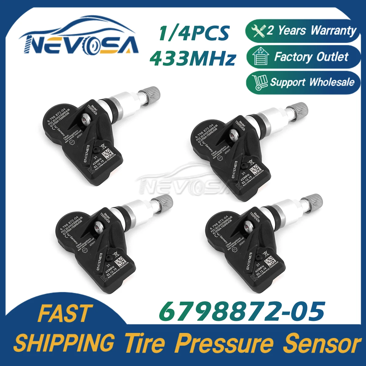 

Nevosa 6798872-05 36106874830 433MHz TPMS Tire Pressure Monitoring System For BMW 5 6 7 X1 X3 Mini Rolls-Royce Digital Manometer