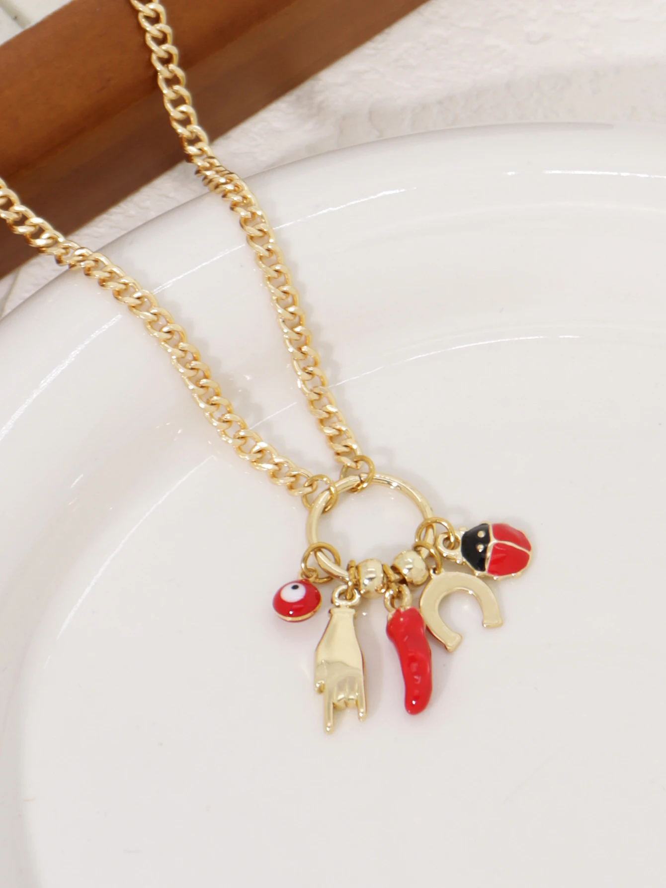 Charm Clavicle Chain Devils Eye Chili Pendant Womens Necklace