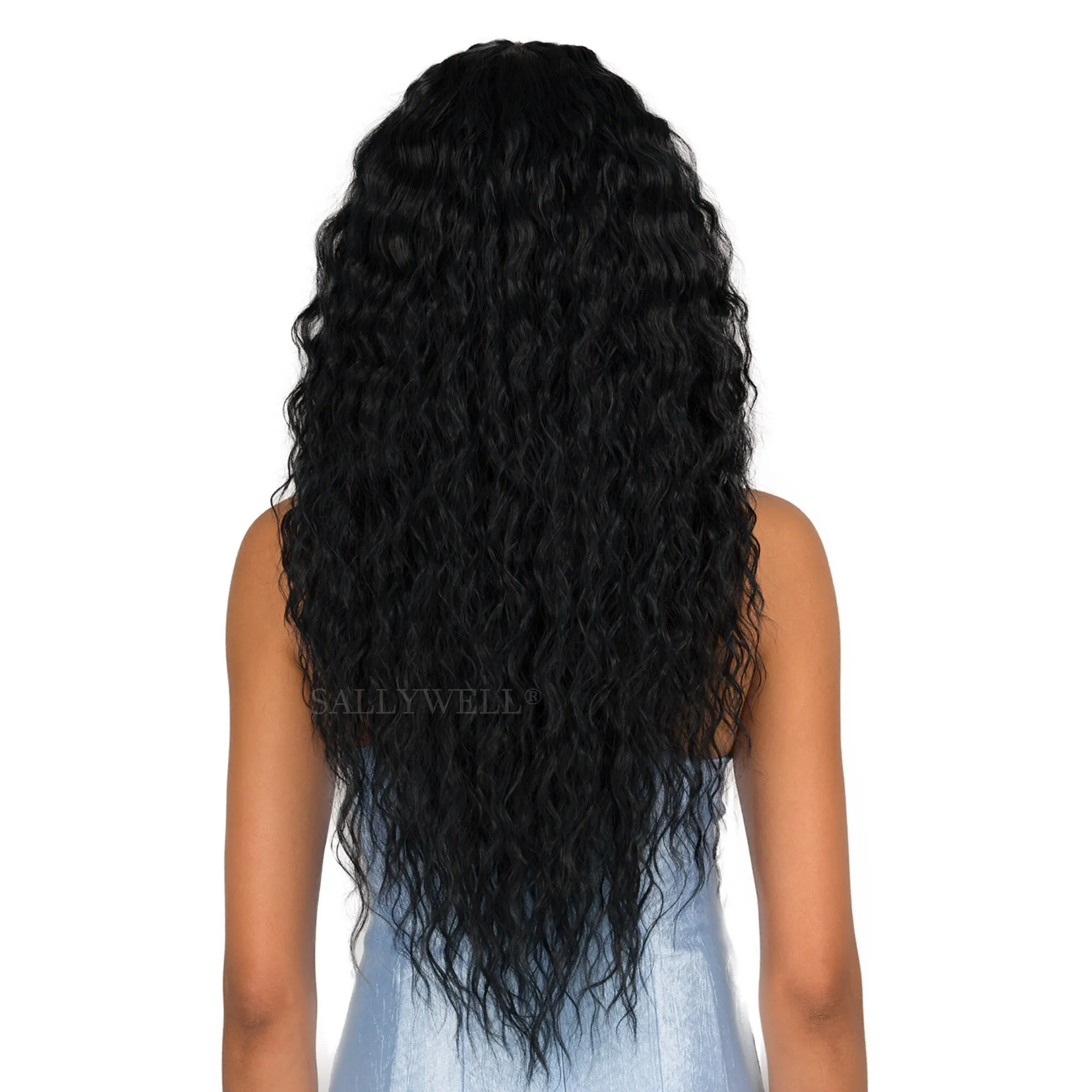 Synthetic Lace Front Wig 24 Inch HD Curly Wigs for Women Soft Black Wig Synthetic Hair Natural Looking Deep Curly Full Wig