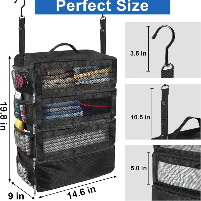 Suitcase Organizer bags High-capacity Travel Luggage Organizer Hanging Packing Cube Closet Collapsible Hanging Storage Bags