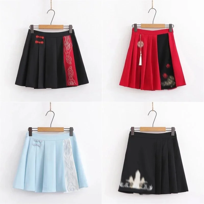 

Mo Dao Zu Shi Grandmaster Of Demonic Cultivation Mini Skirt Vintage Gothic Pleated Skirt Shorts High Waist Printing A-line Skirt