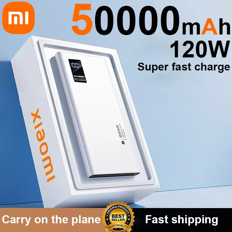 Xiaomi 50000mAh High Capacity 120W Power Bank Super Fast Charging Powerbank Portable Battery Charger For iPhone Samsung Huawei power bank