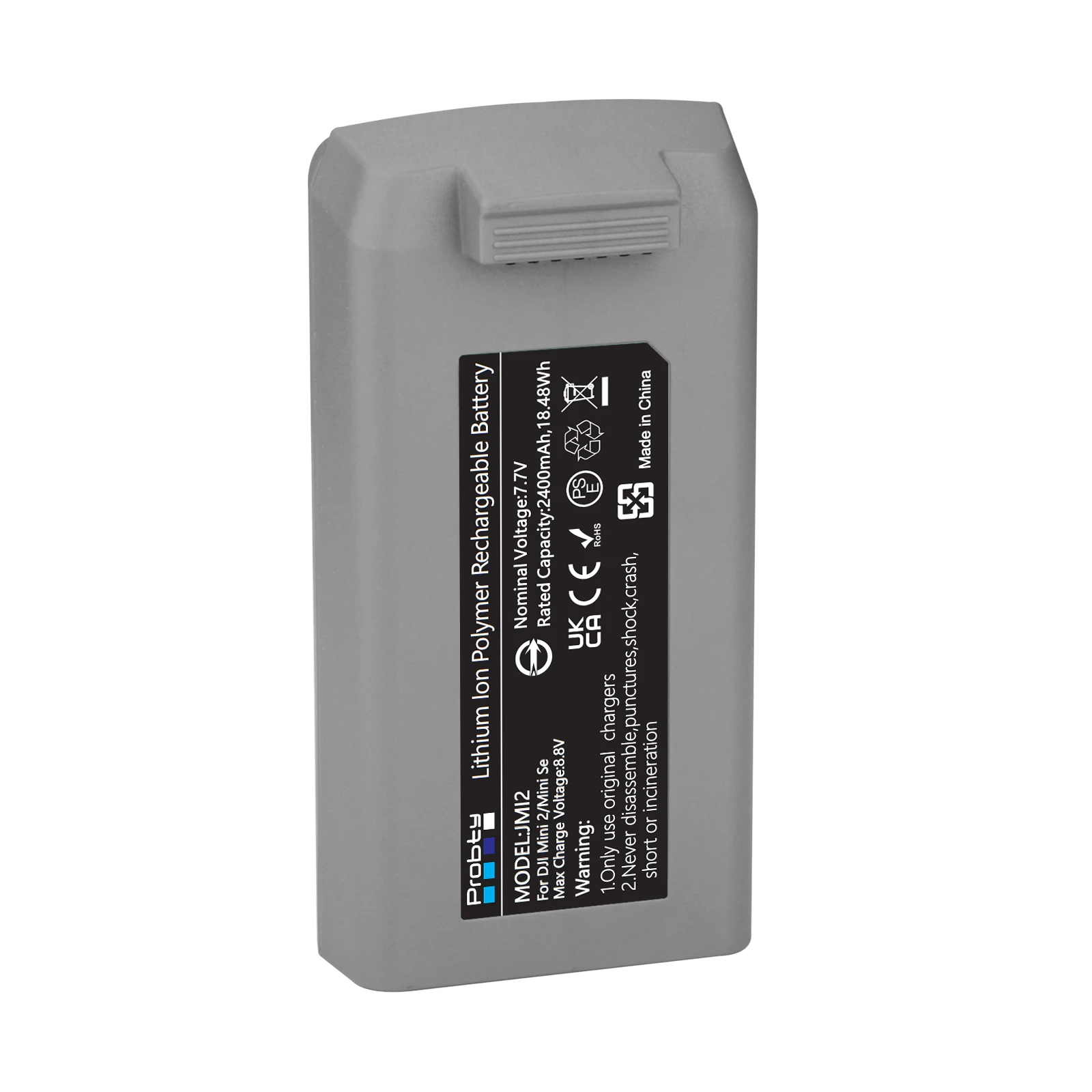 Batterie DJI Mini 2 insérée dans le drone, illustration de compatibilité.