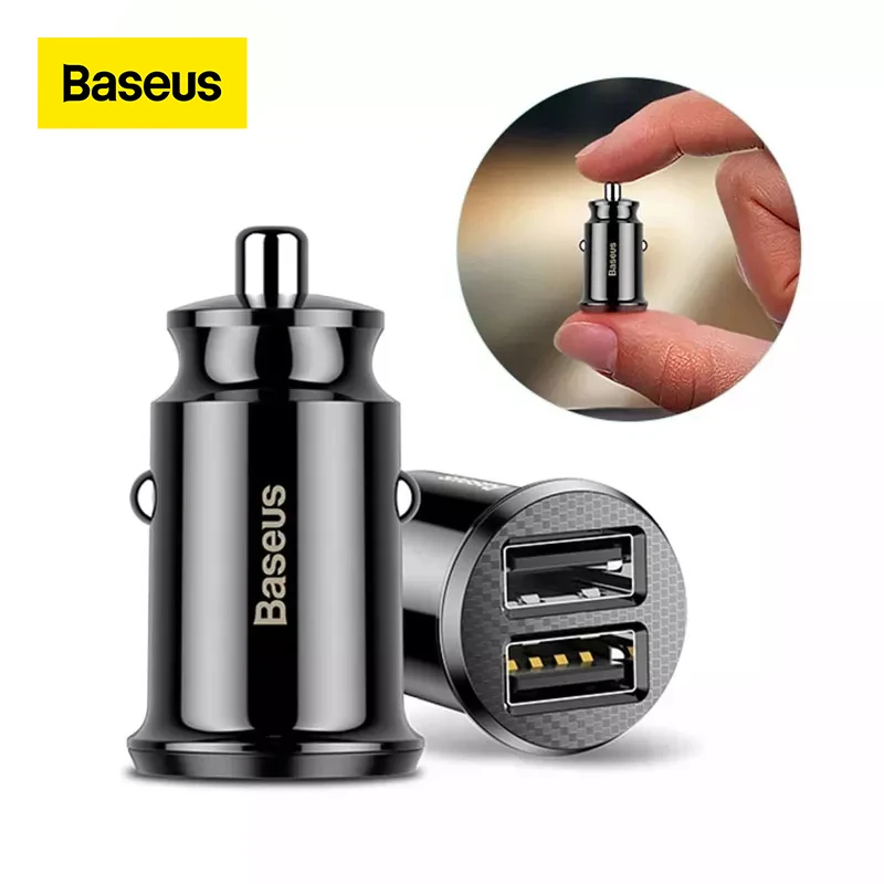 Baseus Mini Car Charger For iPhone Xr X 8 7 6 Dual USB Car Charger for