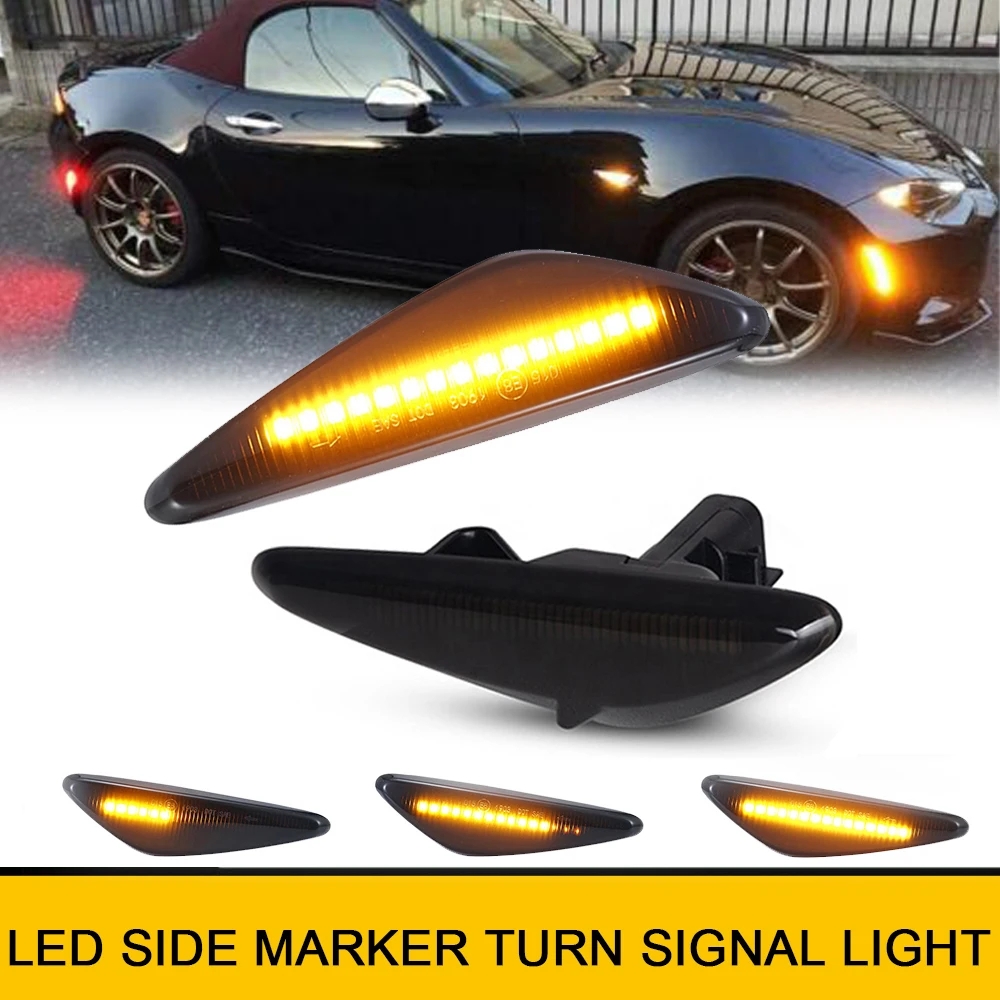 

2x LED Dynamic Amber Side Marker Turn Signal Lights For Mazda 6 Atenza GH MX-5 Miata RX-8 Mazda 5 Premacy CW