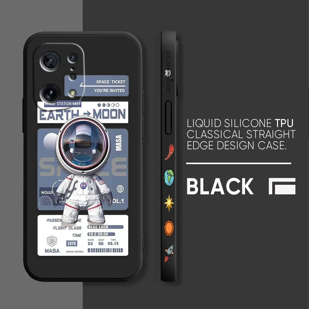 thumbnail image 1 of Funda para OPPO FIND X6 X3 REALME X7 X50 RENO 2 4Z 4 6 Lite 5Z 5F 4G 5G PRO Funda de silicona líquida divertido astronauta paseo espacial, 1 of 5