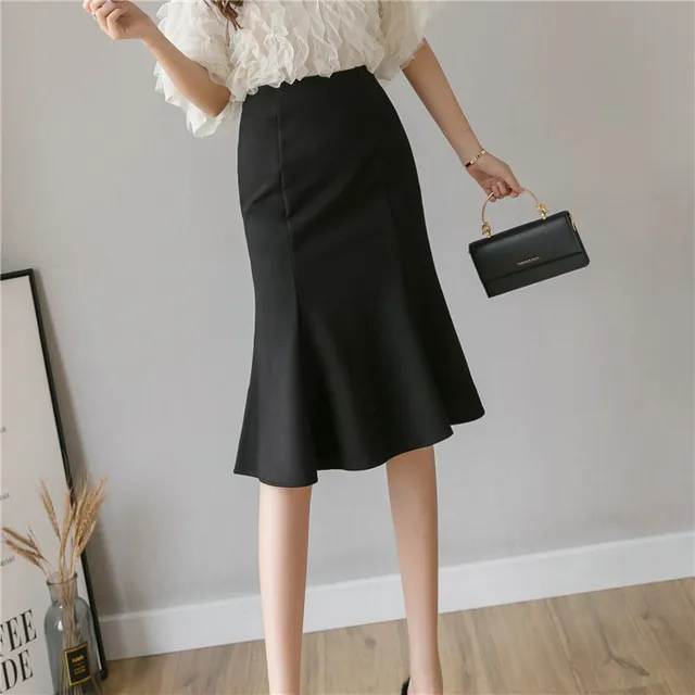 Gonna A Matita Nera Al Ginocchio - Vita Alta Elastica, In Poliestere E Spandex, Per Ufficio O Casual - Foto 3