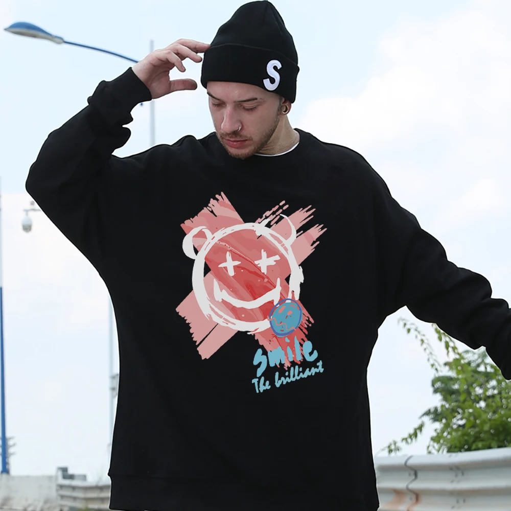 

Smile The Brilliant Cotton Man Sweatshirt Warm Essential Sweatshirts Individual Loose Clothes Niche Spring Autumn Sweatshirts
