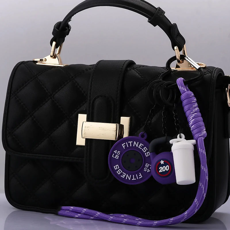 Mini Barbell Plates Key Chain with D-shaped Buckle Kettlebells Simulation Dumbbells Keyring Water Cups Creative