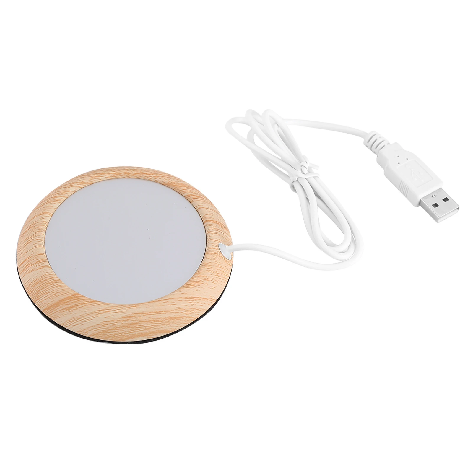 Elegant Wood Grain USB Heated Beverage Mug Warmer Mat