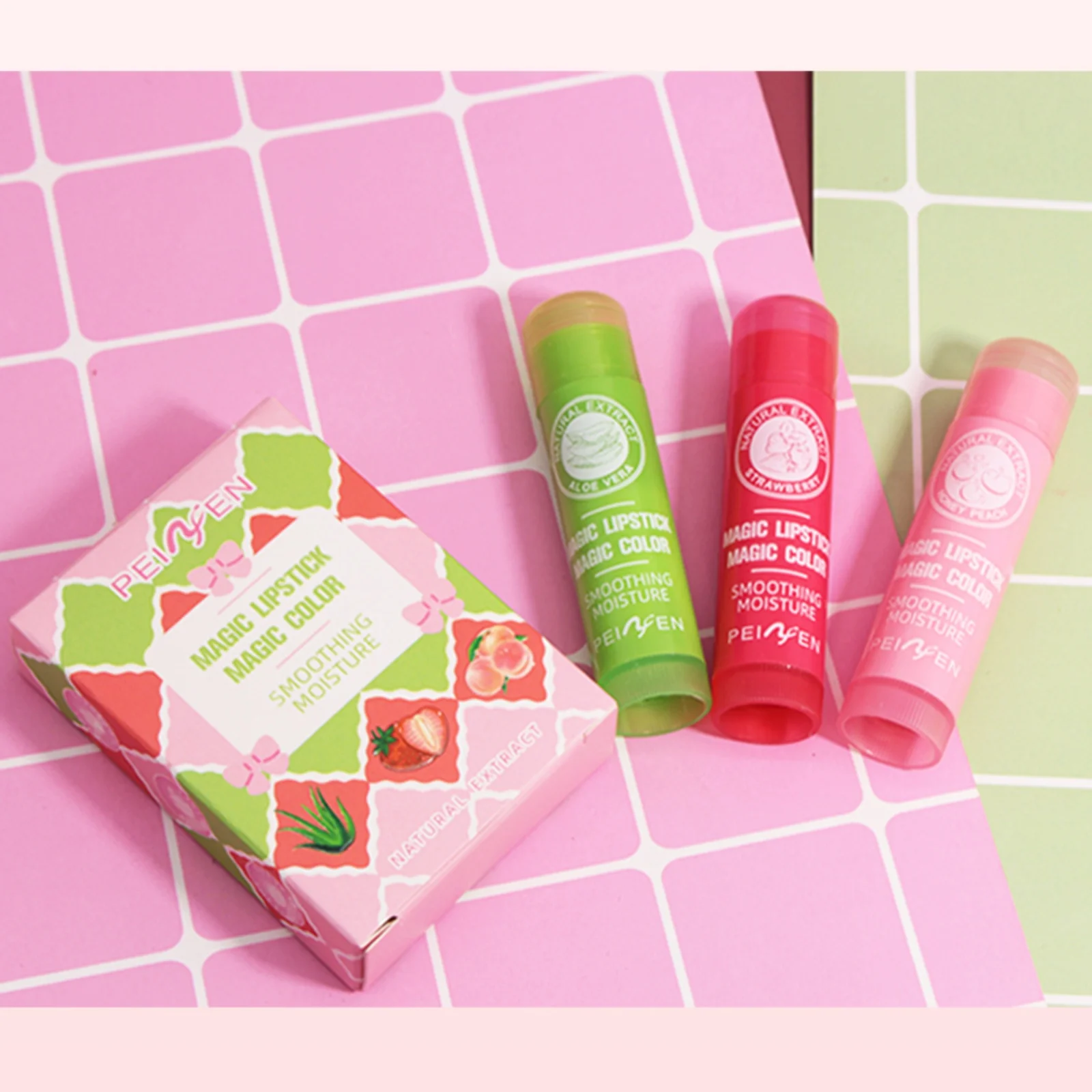PEIYEN 여성용 매직 립스틱, 부드러운 입술 피부 입술, 보습, 오래 지속되는 케어 립스틱, 3 개 
