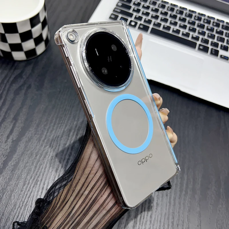Clear High Definition Protective Case with Dual Hinge Support and Magnetic Suction