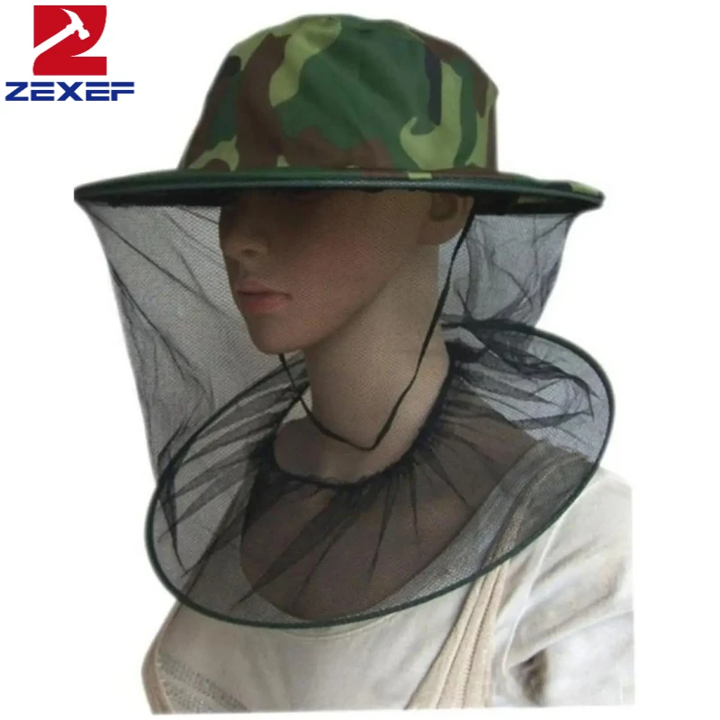 ZEXEF Net Mesh Face Protector Cap Camouflage Beekeeping Anti-mosquito Insect Bee Mosquito Resistance Sun Fish Hat