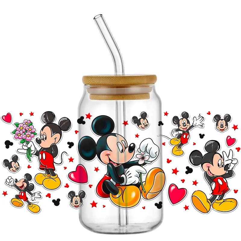 Miniso Cute Kawaii Mouse 16oz Cup UV DTF Wrap Self-adhesive Transfer Decals Custom Wrap Printing sticker cups cup wraps uv dtf wrap transfer