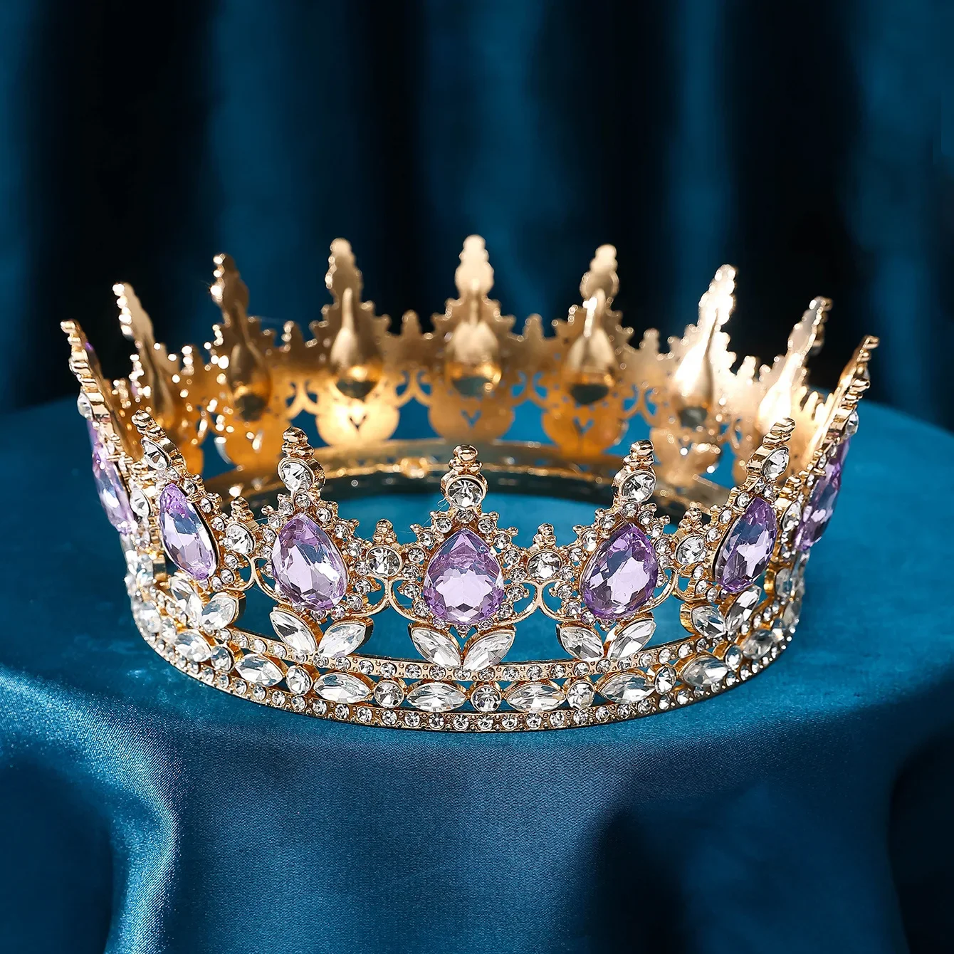 Crystal Vintage Bridal European Princess Tiara Round Baroque  display picture 1