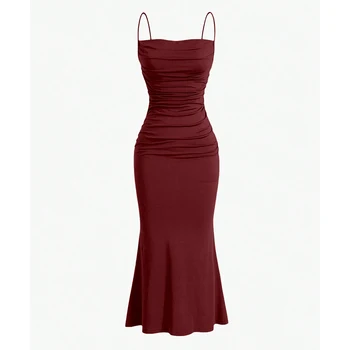 فساتين حفلات نسائية ماكسي بحمالات رفيعة أنيقة وفساتين صيفية متعددة الألوان 13