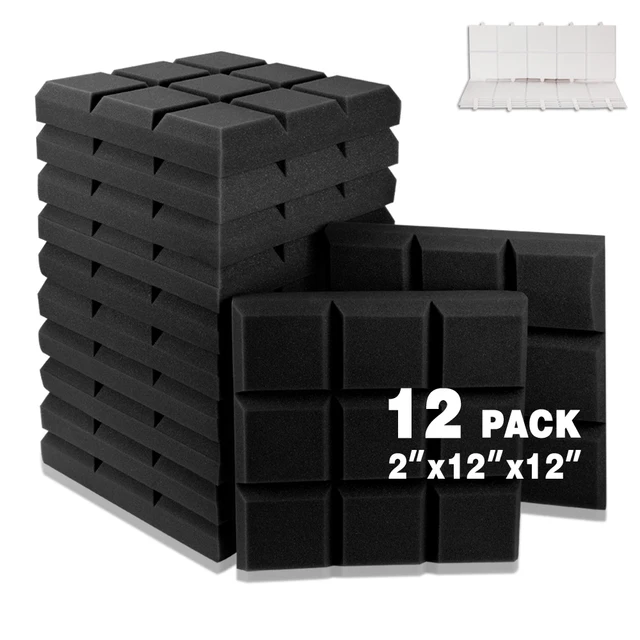 แผ่นโฟมกันเสียง 12 ชิ้น แผ่นโฟมอะคูสติกสำหรับห้องอัดเสียง ป้องกันเสียงรบกวน วัสดุซับเสียงสำหรับผนังบ้าน 1