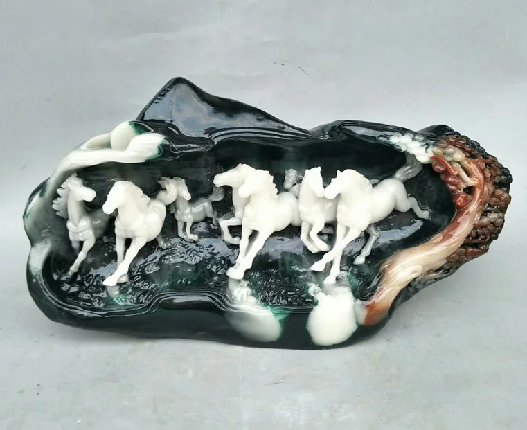 40Cm Large #2020 Office Home Company Decorazione Mascotte Efficace 8 Cavalli Courser Scultura Buona Fortuna Statua Feng Shui