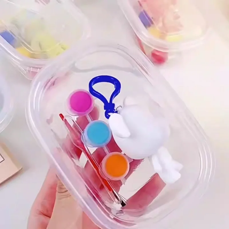 DIY Fluid Bear Brick Key Chain Handmade DIY Color bear paint Parent-child fluid painting children's toys bear key chain