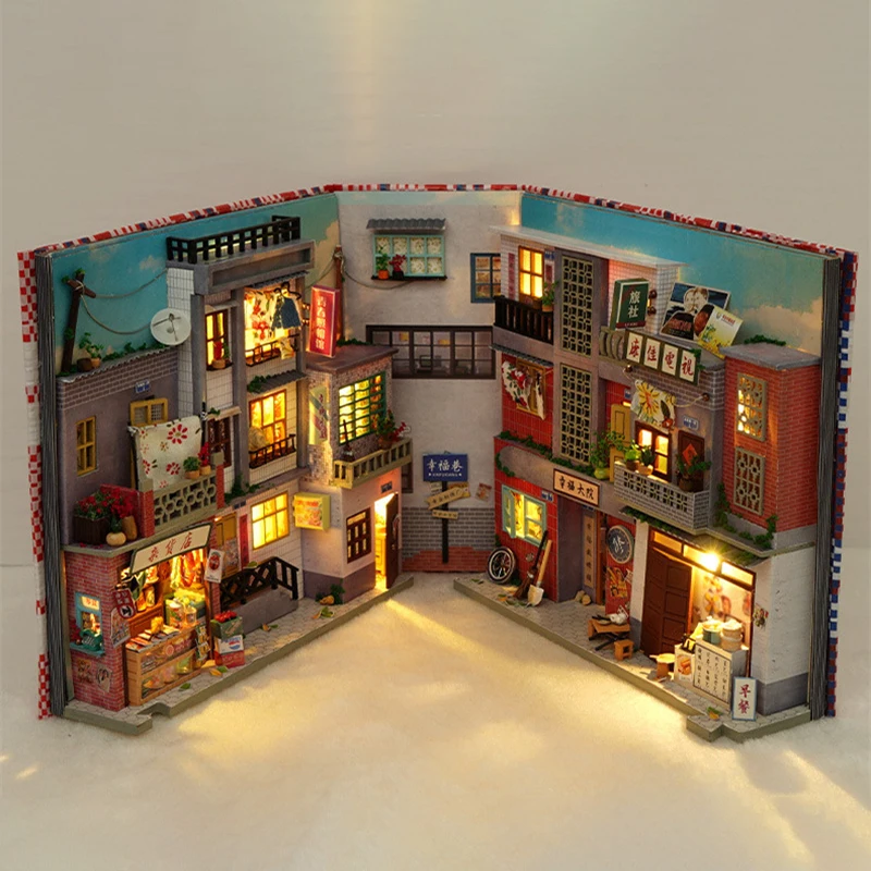 DIY Wooden Book Nook Shelf Insert Building Kit Miniature Books Castle  Bookends Doll Houses Bookshelf Handmade Crafts Puzzle Gift - AliExpress