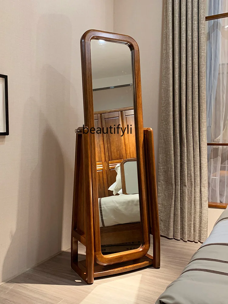 

Solid Wood Dressing Floor Mirror Walnut Bedroom Minimalist Chinese Style Modern Full-Length Mirror Home Mirror Full-Length