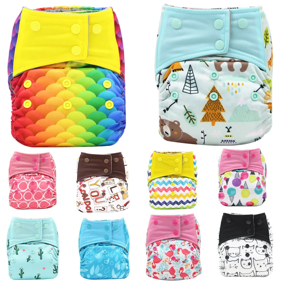 

Cloth Diapers Baby Printed Modern Washable AI2 Diapers Ecological Diapers Fits All Baby Cloth Nappies With Insert