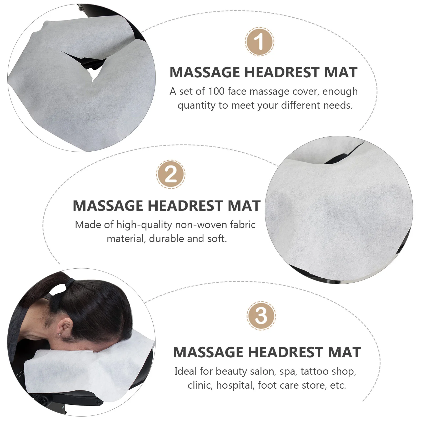 Disposable Massage Face Covers 100 Pcs Face Pillow Cover Disposable Face Pillow Cover Massage Headrest Pad Non Woven Fabric Spa Salon Tools Accessories