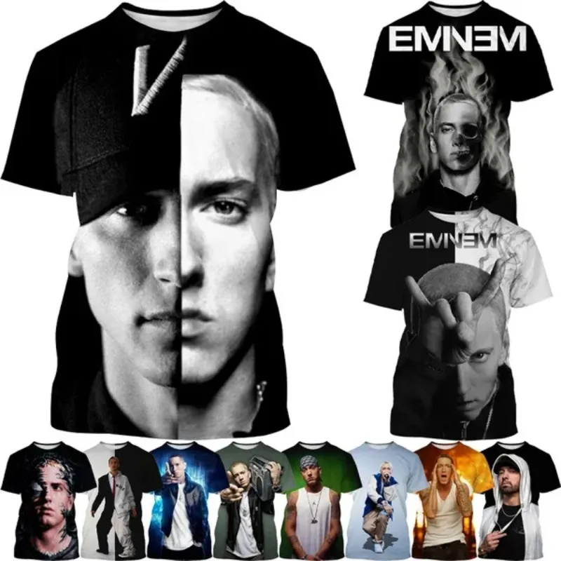 

Popular Singer Eminem Domineering 3D Printing T-Shirt Personality Well-known Rap Star Hip-hop Casual Unisex Short-sleeved Y2k