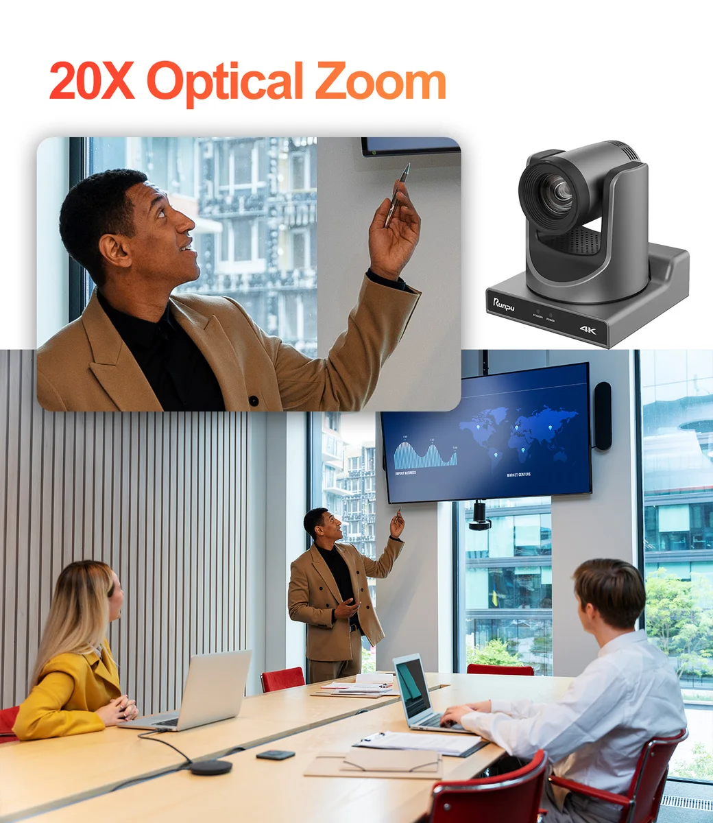 4k60fps NDI POE PTZ Camera 20X Zoom Live Streaming Camera and 1pc NDI PTZ Camera Controller for Video Conference 1-10pcs — view 4