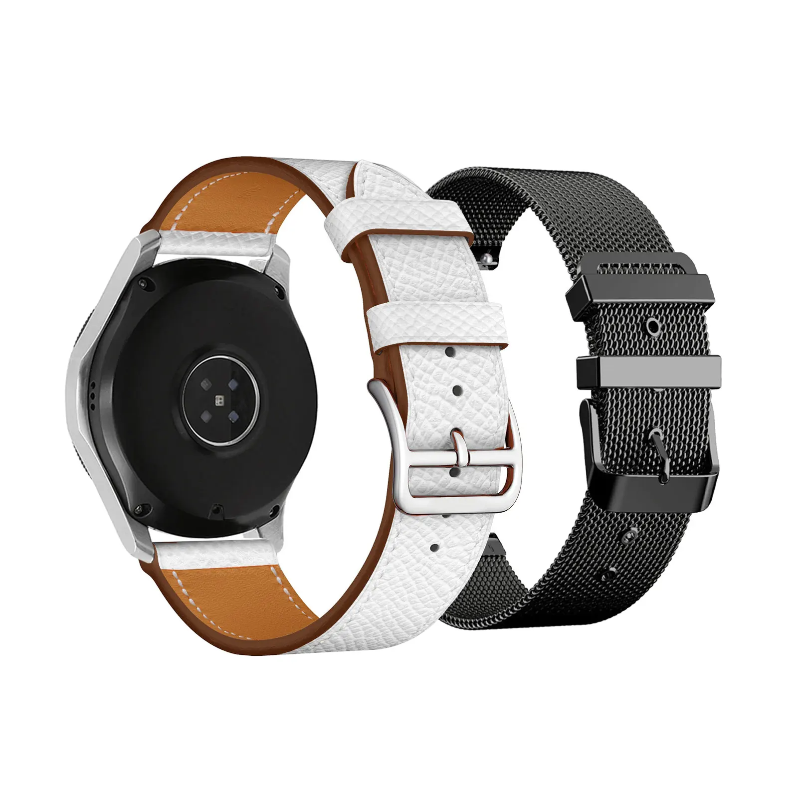 2-Piece Set: Stylish Leather and Metal Watch Bands
