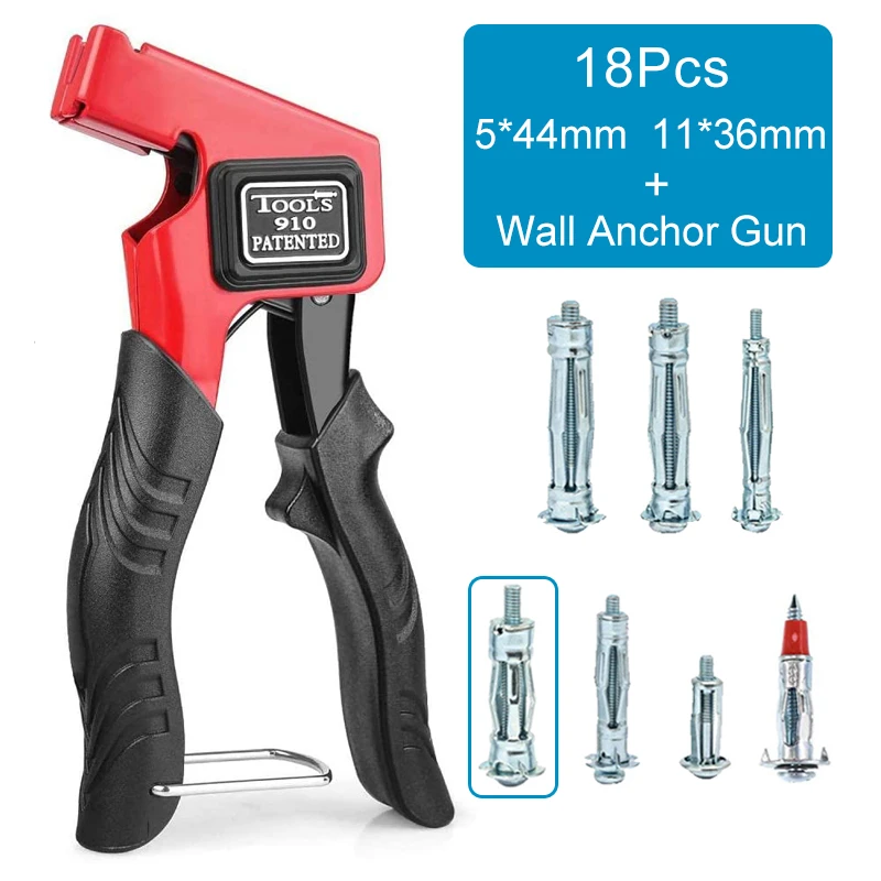 Hollow Drive Wall Anchor Setting Tool with Molly Bolt Screws Kit Heavy Duty Anchor Gun for