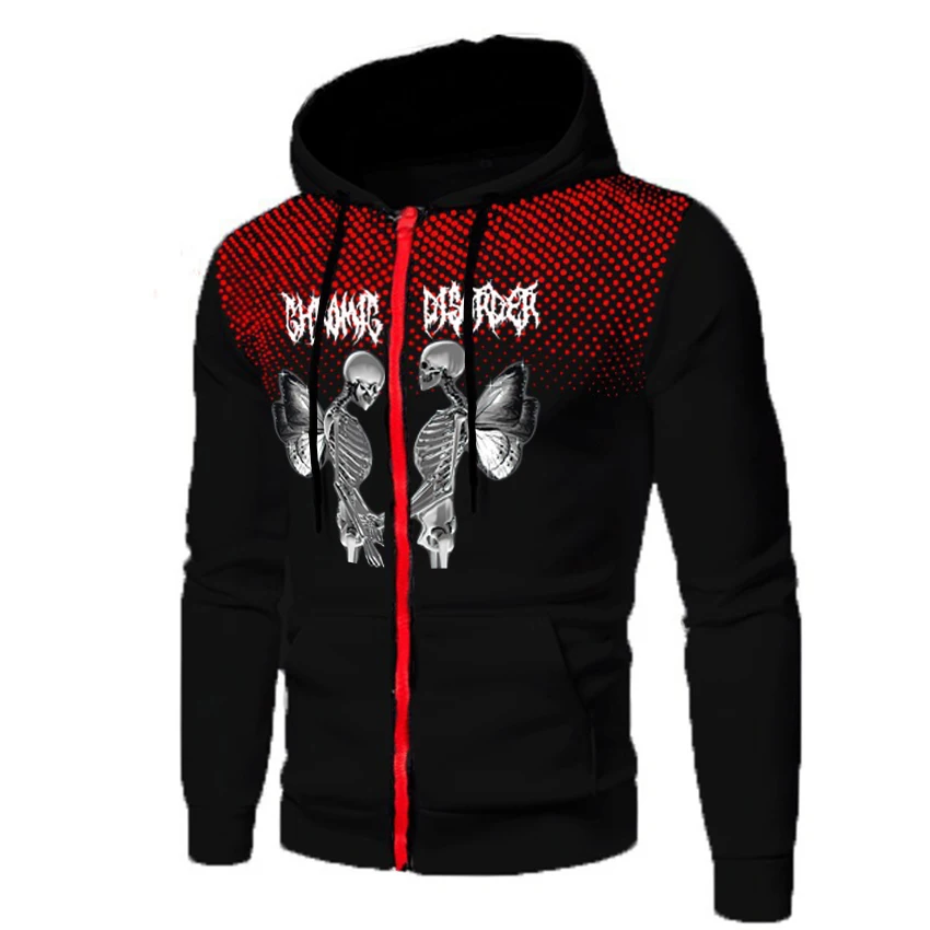 

2022 Harajuku men Zipper Hoodie Oversized Print Sweatshirt Black Jacket Street Hip-hop Women men Angel Butterfly