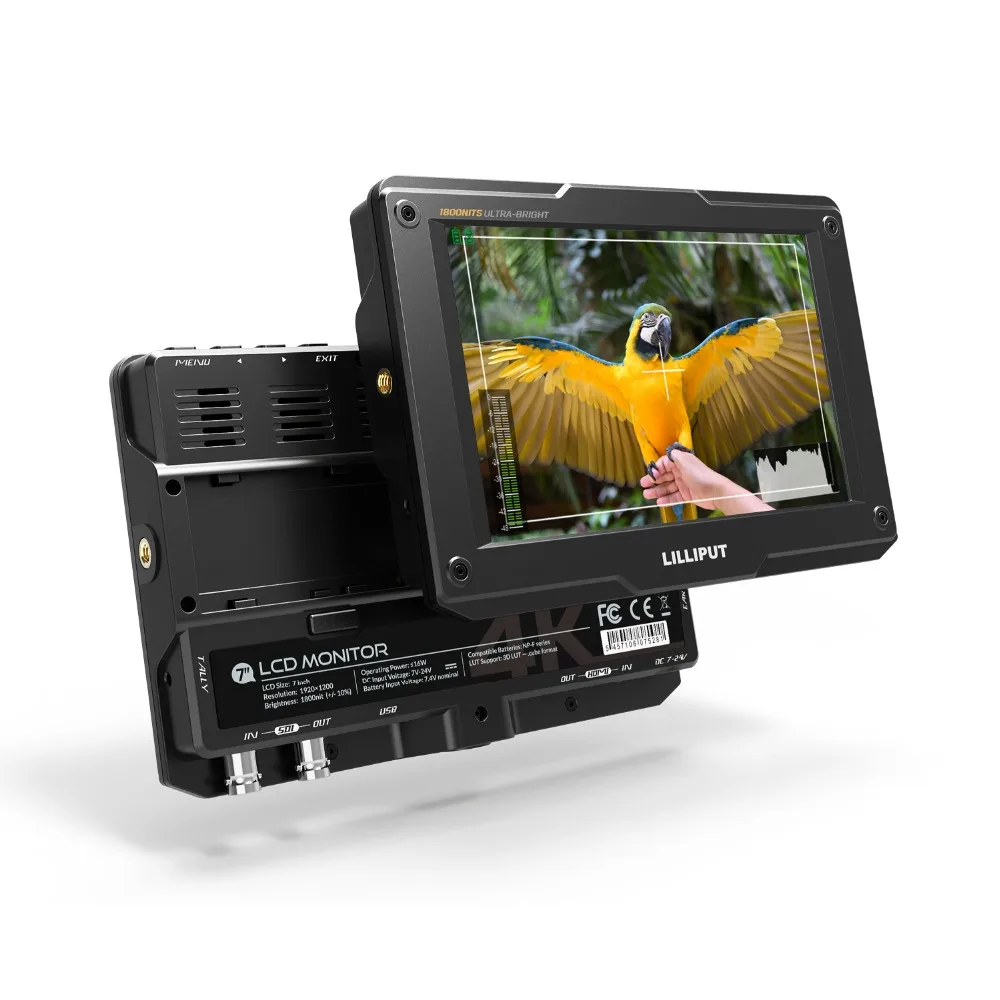 H7S 7 inch 1800nits ultra bright HDMI-compatible SDI on-camera monitor
