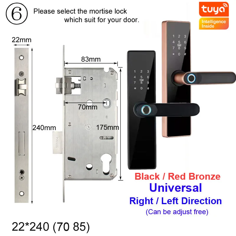 RAYKUBE Tuya Smart Door Lock Wifi Fingerprint Password IC Card Keyless Remotely Unlock Use AA Battery Support 8 Language Voice best electronic door lock Access Control Systems