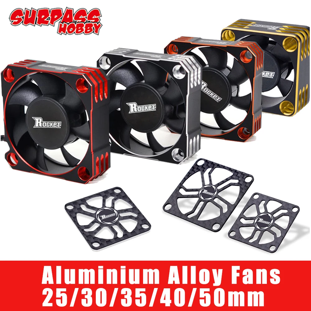 

SURPASS HOBBY 2PCS Metal Cooling Fan 25 30 35 40 50mm Rocket Heat Dissipation Fans Motor Fan Cover for Brushless Motor RC CAR