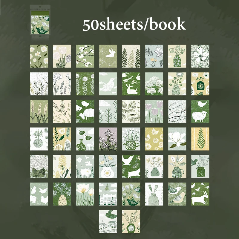 Mr.Paper 50 Blatt/Buch Vier Jahreszeiten in Blüte Serie Material-Stickerbuch Vintage-Landschaftsdesign DIY Journal Scrapbook Deko – Detail 7