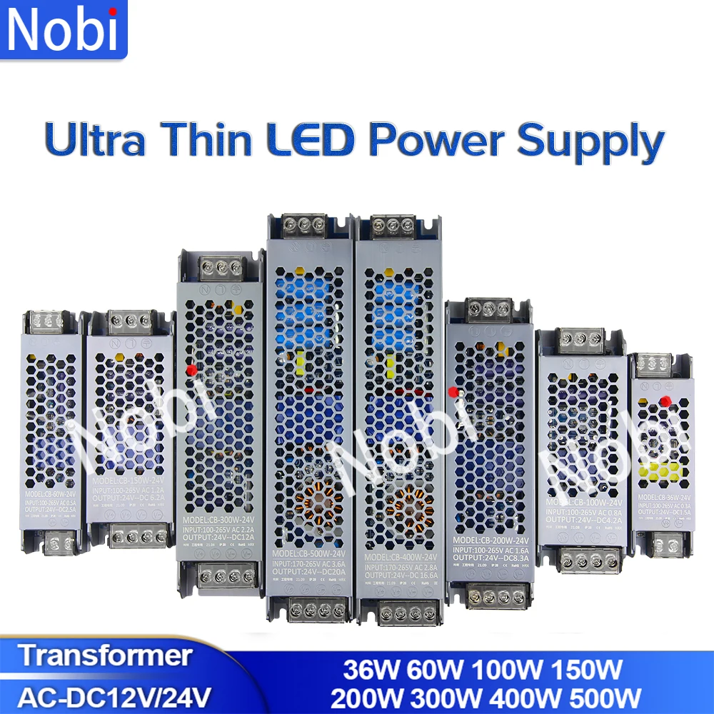 

AC/DC 12V 24V Transformer 36W 100W 200W 300W 400W 500W LED Driver Power Supply Super Thin A/D Converter for LED Strip Light Bulb