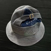 

KAPITAL Bucket Hat Canvas Vintage Do Old Batik Washed Cap Men Women Hip Hop Outside Sun Hat Inside Tag Metal Button Adjustable